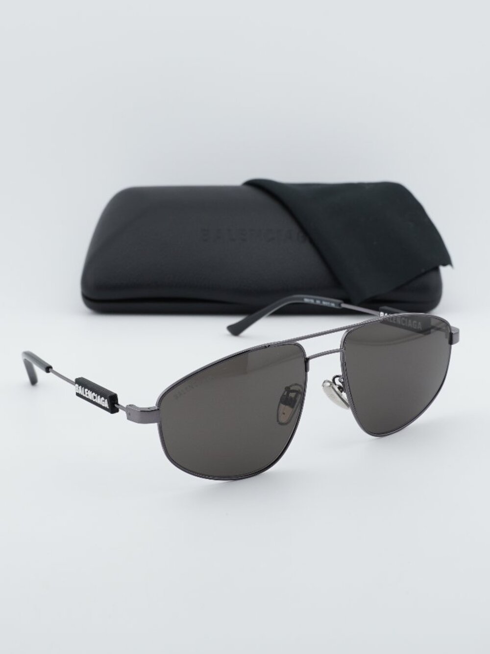 Balenciaga BB0115S 001 Aviator Sunglasses - Grey/Dark Grey - Picture 1 of 12
